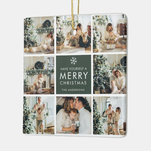 Modern Collage “Merry Christmas” Multi Photo Keramisch Ornament (Links)