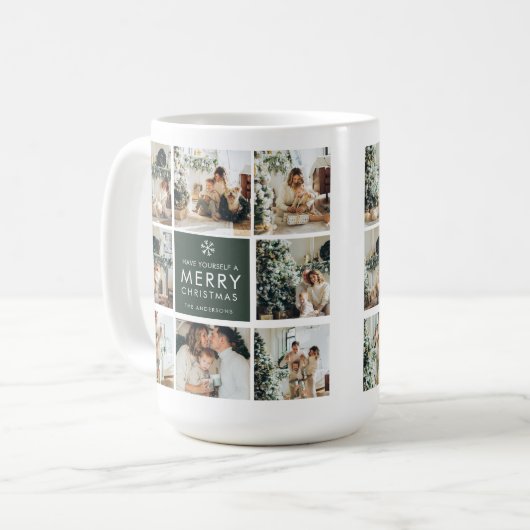 Modern Collage “Merry Christmas” Multi Photo  Koffiemok (Voorkant links)
