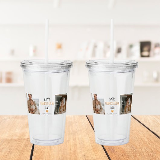 Modern Collage Photo & Happy Thanksgiving Dad Acryl Drinkbeker
