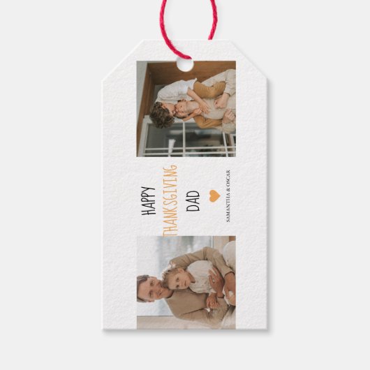 Modern Collage Photo & Happy Thanksgiving Dad Cadeaulabel (Voorkant)