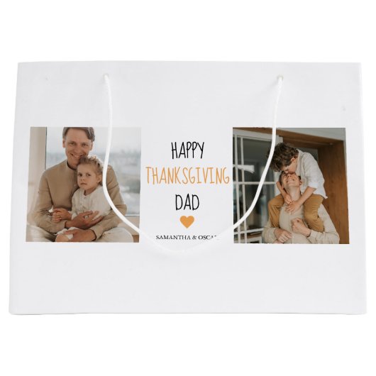 Modern Collage Photo & Happy Thanksgiving Dad Groot Cadeauzakje (Voorkant)