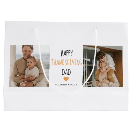 Modern Collage Photo & Happy Thanksgiving Dad Groot Cadeauzakje (Achterkant)