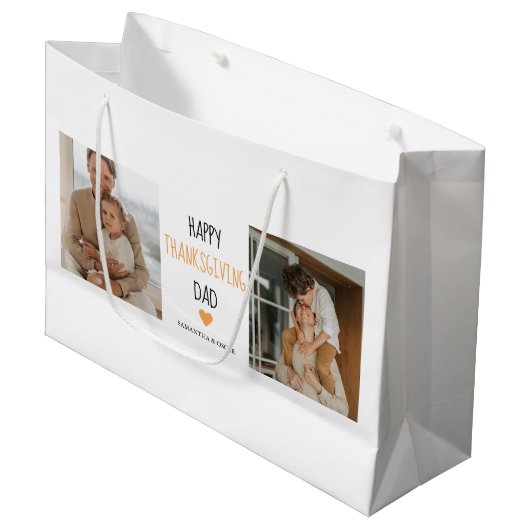 Modern Collage Photo & Happy Thanksgiving Dad Groot Cadeauzakje (Voorkant Gekanteld)