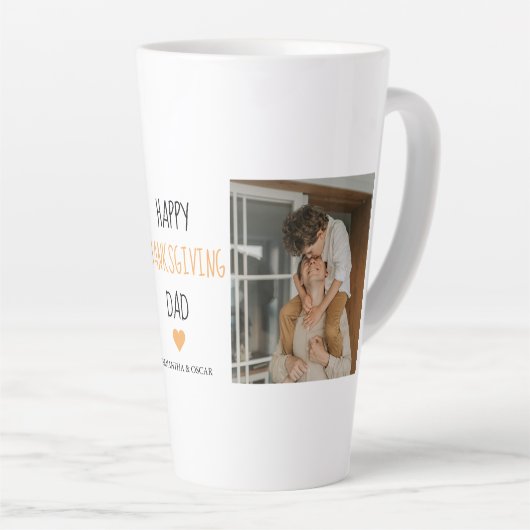 Modern Collage Photo & Happy Thanksgiving Dad Latte Mok (Rechterhoek)