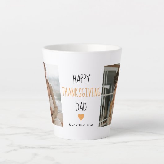 Modern Collage Photo & Happy Thanksgiving Dad Latte Mok (Voorkant)