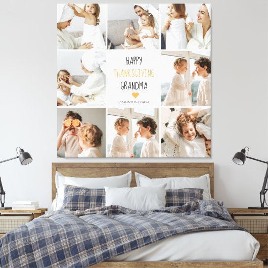 Modern Collage Photo Happy Thanksgiving Grandma Canvas Afdruk (Insitu (Slaapkamer))