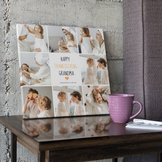 Modern Collage Photo Happy Thanksgiving Grandma Canvas Afdruk