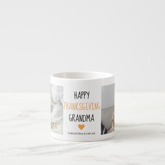 Modern Collage Photo Happy Thanksgiving Grandma Espresso Kop (Voorkant)
