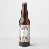 Modern Collage Photo Happy Thanksgiving Grandpa Bier Etiket (Voorkant)