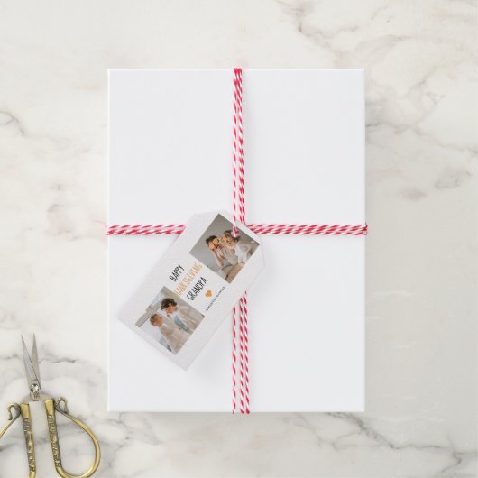 Modern Collage Photo Happy Thanksgiving Grandpa Cadeaulabel (Met Touw)