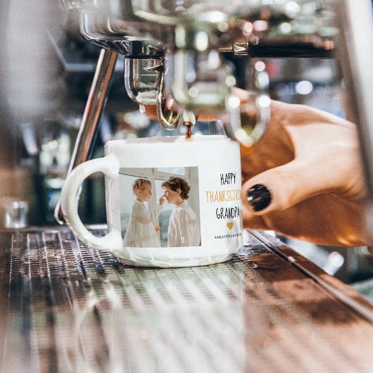 Modern Collage Photo Happy Thanksgiving Grandpa Espresso Kop