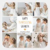 Modern Collage Photo Happy Thanksgiving Grandpa Vierkante Sticker (Voorkant)