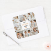 Modern Collage Photo Happy Thanksgiving Grandpa Vierkante Sticker (Envelop)