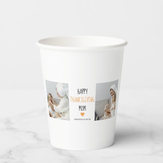 Modern Collage Photo Happy Thanksgiving mama Papieren Bekers (Achterkant)