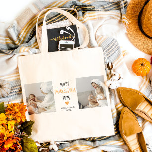 Modern Collage Photo Happy Thanksgiving mama Tote Bag
