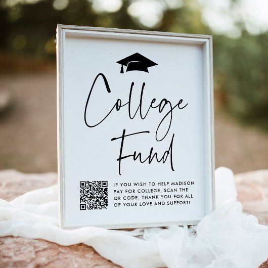 Modern College Fund Afstuderen QR Code Sign Poster