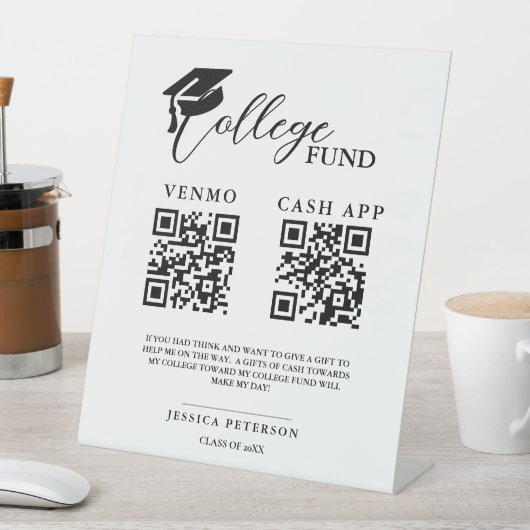 Modern College Fund High School Fund QR-code Reclamebord Met Voetstuk (Insitu)