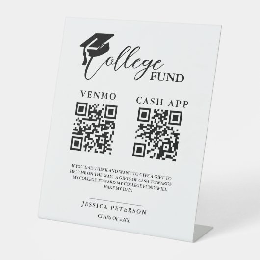 Modern College Fund High School Fund QR-code Reclamebord Met Voetstuk (Voorkant)