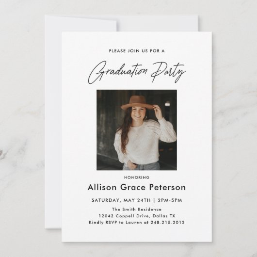 Modern College Graduation Party Fotouitnodiging Kaart (Achterkant)