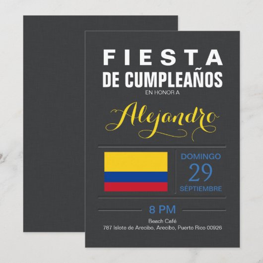 Modern: Colombia Feest Kaart (Voorkant / Achterkant)