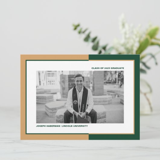 Modern Color Block Afstuderen Aankondiging (Staand voorkant)