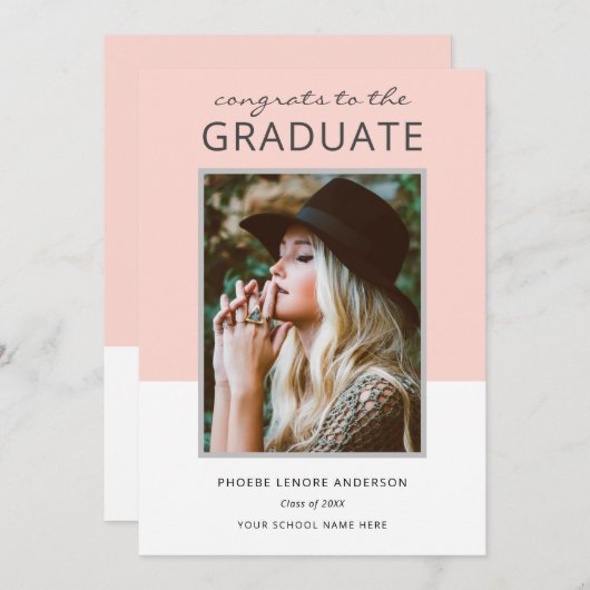 Modern Color Block Photo Afstuderen Celebration Kaart (Voorkant / Achterkant)