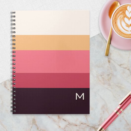 Modern Color Block Pink Cream Monogram Notitieboek