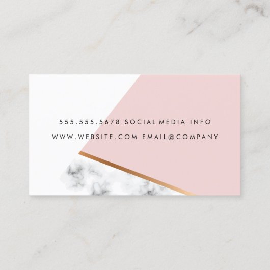 Modern Color Block | Roze | Marmer Visitekaartje (Achterkant)