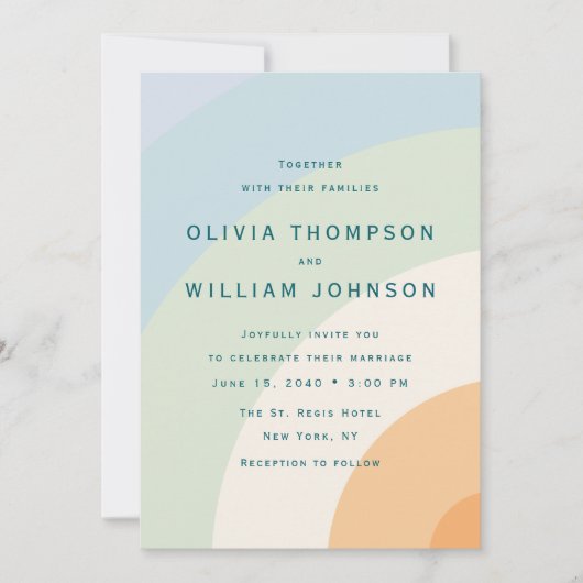 Modern Color Block Wedding Invitation Kaart (Voorkant)