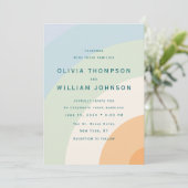 Modern Color Block Wedding Invitation Kaart (Staand voorkant)