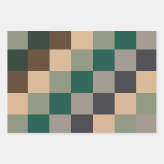 Modern Color Checks Checkerboard Inpakpapier Vel (Voorkant)