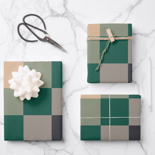 Modern Color Checks Checkerboard Inpakpapier Vel (Voorkant)