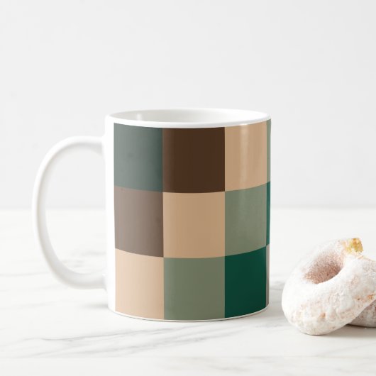 Modern Color Checks Checkerboard Koffiemok (Met donut)