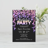 Modern Color Streamers Confetti BIRTHDAY PARTY Kaart (Staand voorkant)