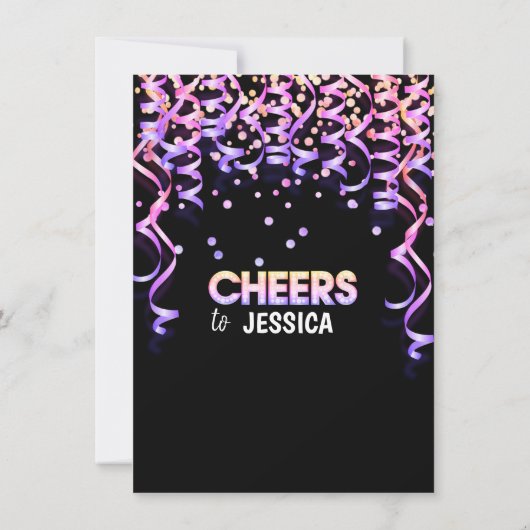 Modern Color Streamers Confetti BIRTHDAY PARTY Kaart (Achterkant)