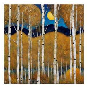 Modern Colorado Aspens Mountain Herfst Poster
