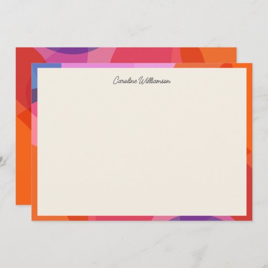 Modern Colorblock Border Gepersonaliseerde scriptn Notitiekaartje (Voorkant / Achterkant)