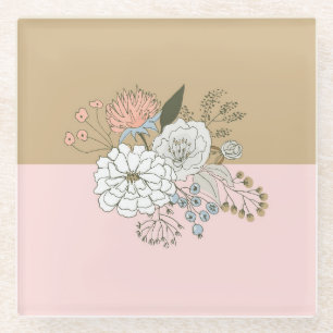 Modern Colorblock Bouquet Glazen Onderzetter