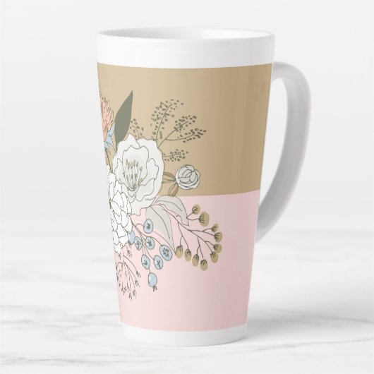Modern Colorblock Bouquet Latte Mok (Rechterhoek)