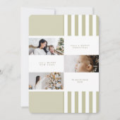 Modern Colorblock Green Stripe Christmas Photo Feestdagenkaart (Voorkant)