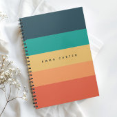 Modern colorblock horizontaal gestreept monogram notitieboek