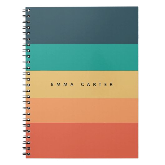 Modern colorblock horizontaal gestreept monogram notitieboek (Voorkant)