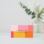 Modern Colorblock | Roze en Sinaasappel Visitekaartje (Staand voorkant)