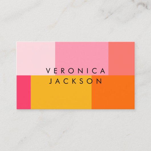 Modern Colorblock | Roze en Sinaasappel Visitekaartje (Voorkant)