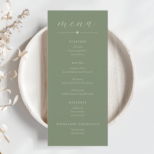 Modern Colorblock Wedding Menu | Dark Sage