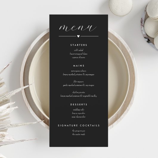 Modern Colorblock Wedding Menu | Wit op zwart