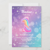 Modern Colorful 1st Birthday Rainbow Foil Kaart (Voorkant)
