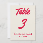 Modern Colorful Bold Funky Wedding Table Number    Kaart (Voorkant)