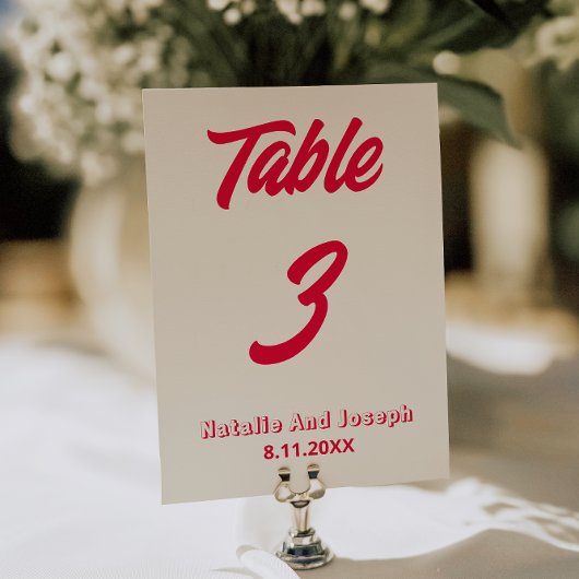 Modern Colorful Bold Funky Wedding Table Number    Kaart