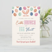 Modern Colorful Bunny Ear Easter Brunch & Egg Hunt Kaart (Staand voorkant)